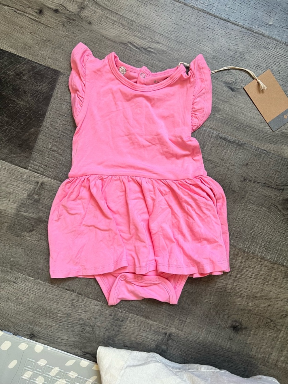Kyte Baby Girl Flutter Sleeve Dress Bodysuit